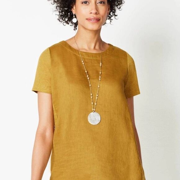 J. Jill Tops - J.Jill Mixed Media Linen tee
